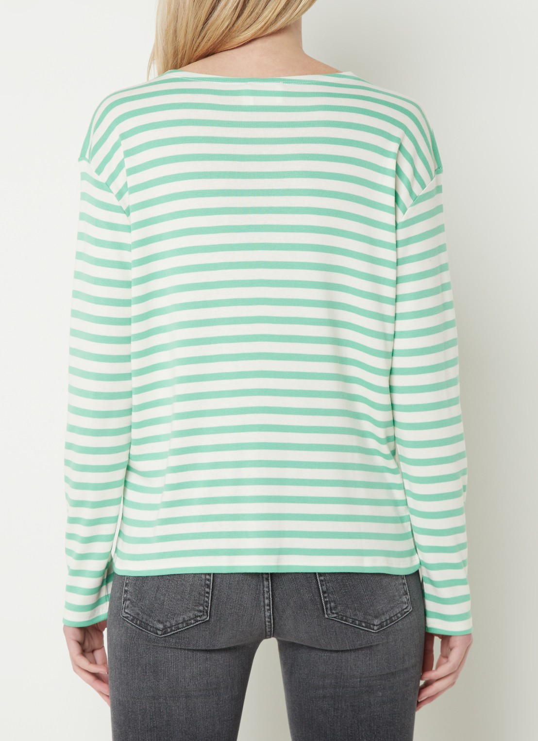 CLOSED Longsleeve met streepprint  - achterkant 3 groen