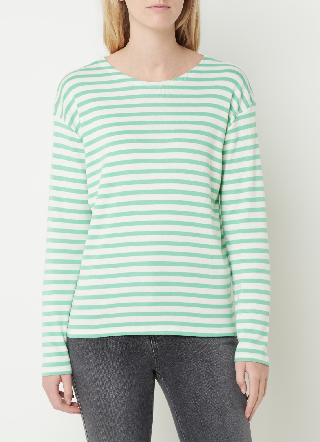 CLOSED Longsleeve met streepprint  - detail 3 groen