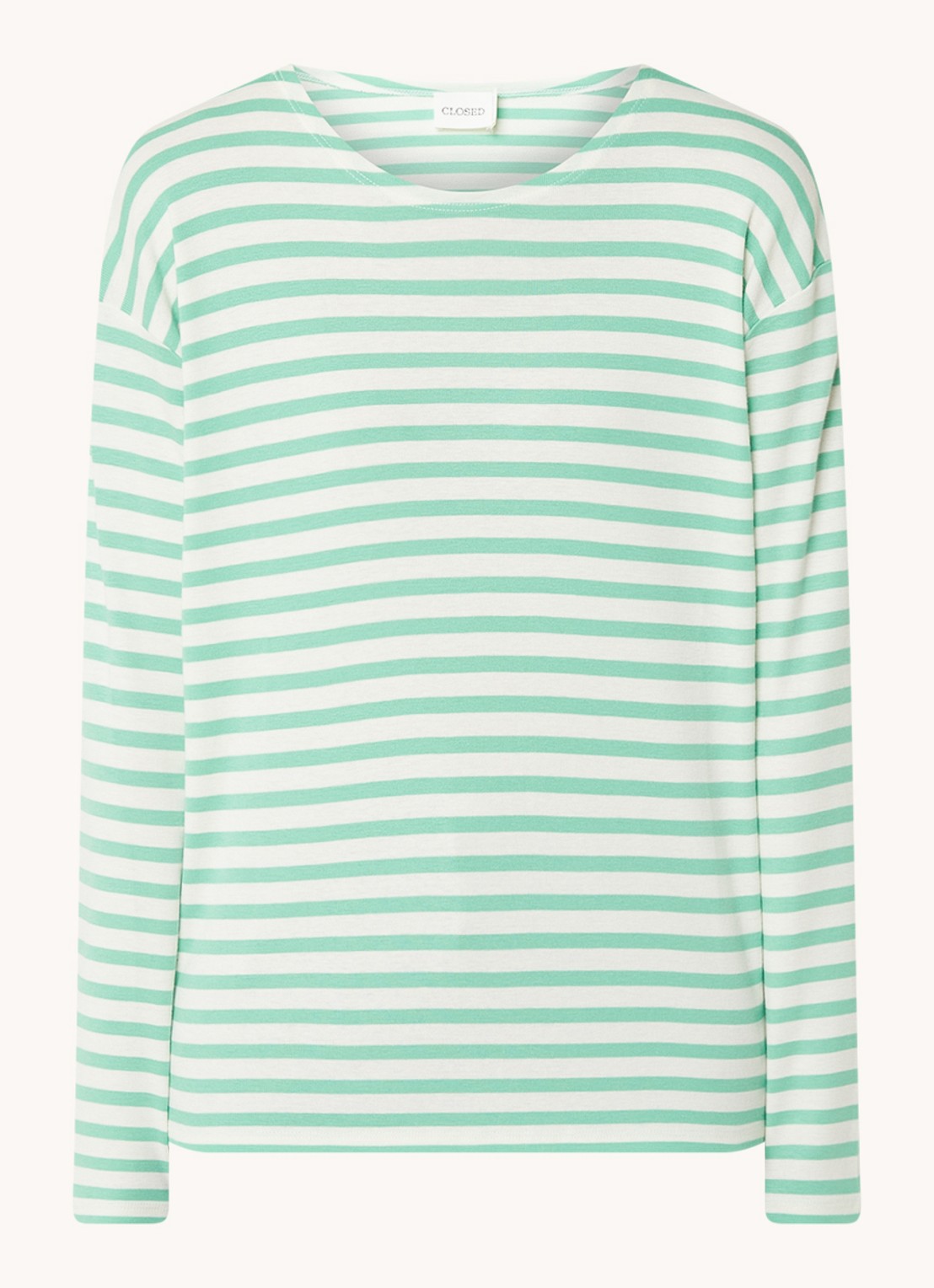 CLOSED Longsleeve met streepprint  - voorkant 5 groen
