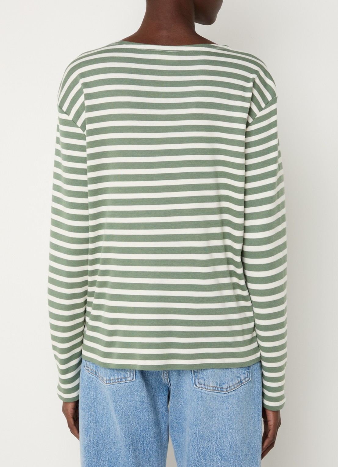CLOSED Longsleeve met streepprint  - achterkant 4 lichtgroen