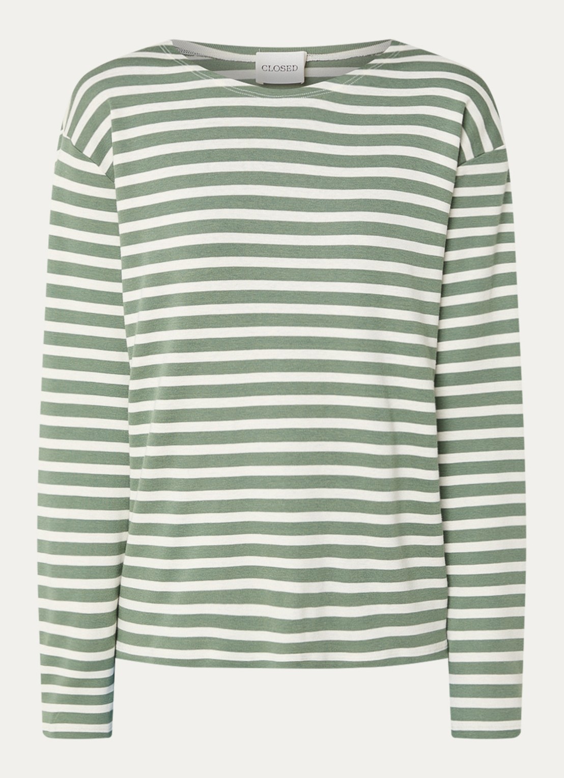 CLOSED Longsleeve met streepprint  - voorkant lichtgroen