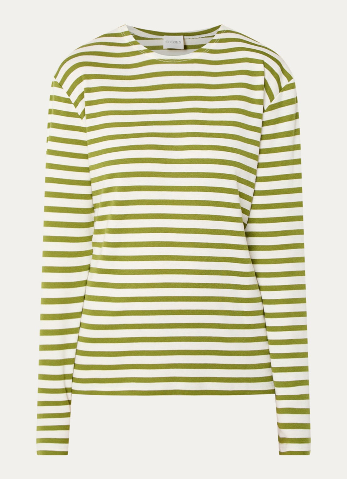 CLOSED Longsleeve met streepprint  - voorkant 7 groen