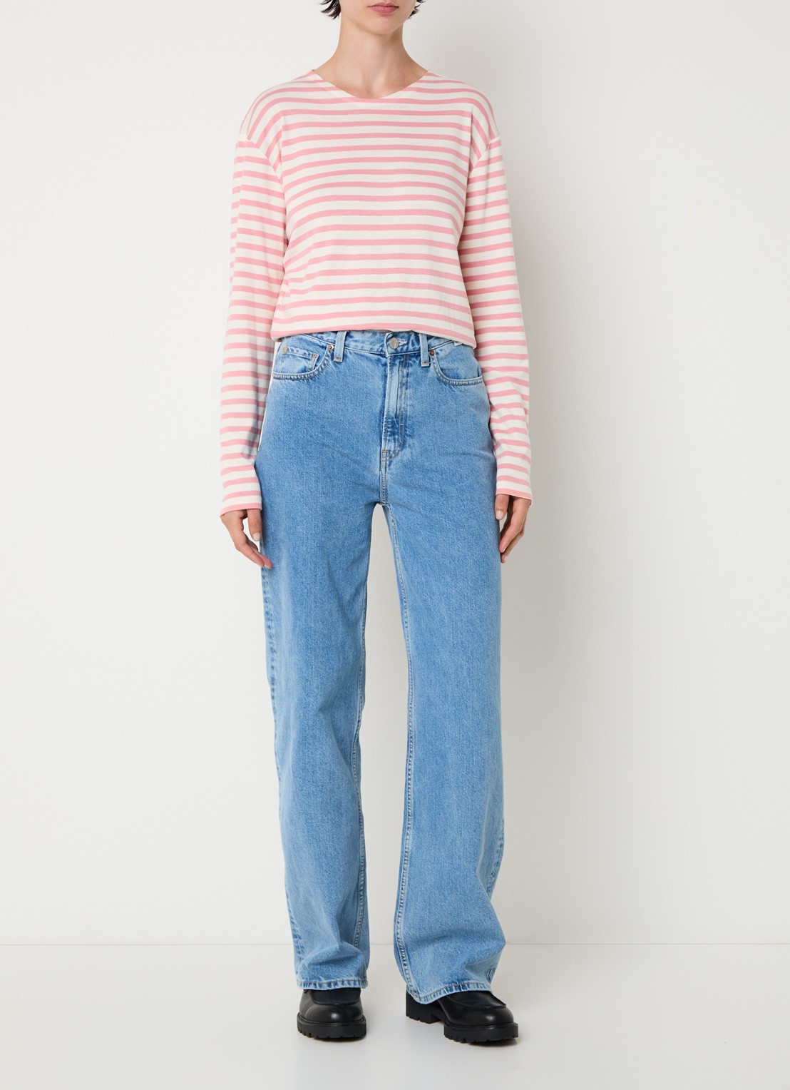 CLOSED Longsleeve met streepprint  - voorkant 3 roze