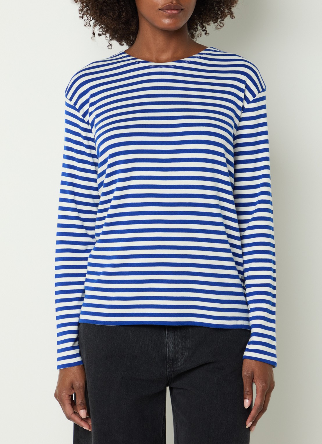 CLOSED Longsleeve met streepprint  - detail 4 kobaltblauw