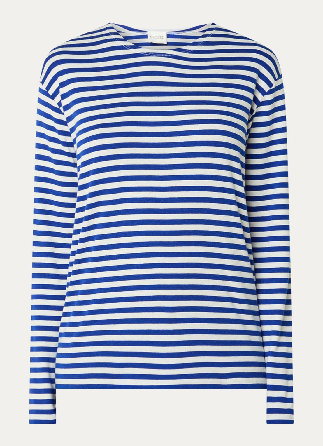 CLOSED Longsleeve met streepprint  - voorkant 2 kobaltblauw