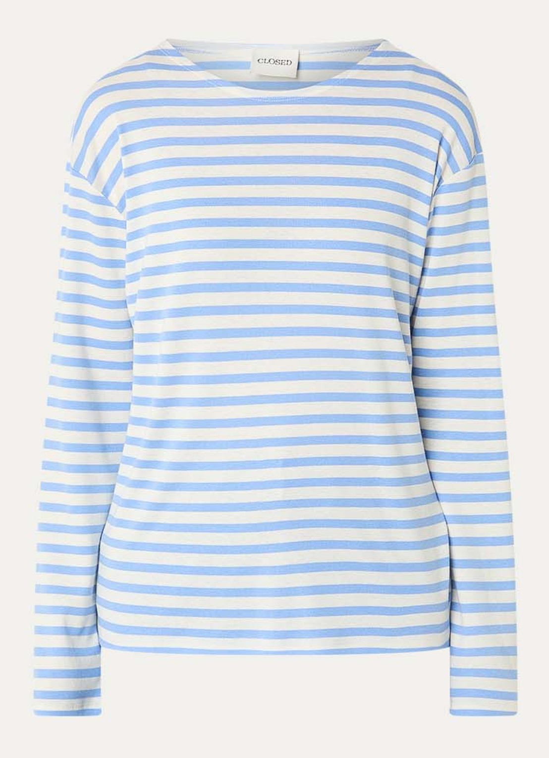 CLOSED Longsleeve met streepprint  - voorkant lichtblauw