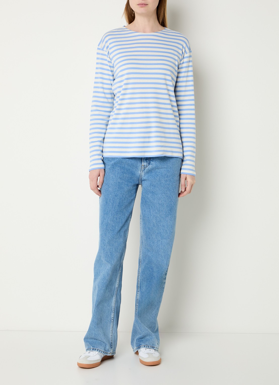 CLOSED Longsleeve met streepprint  - voorkant 2 lichtblauw