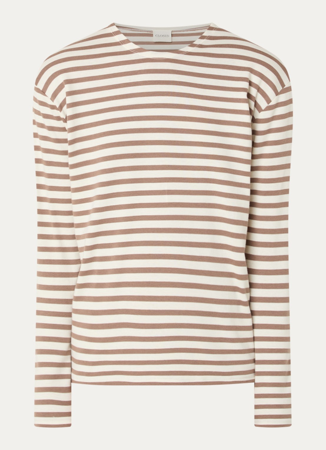 CLOSED Longsleeve met streepprint  - voorkant bruin