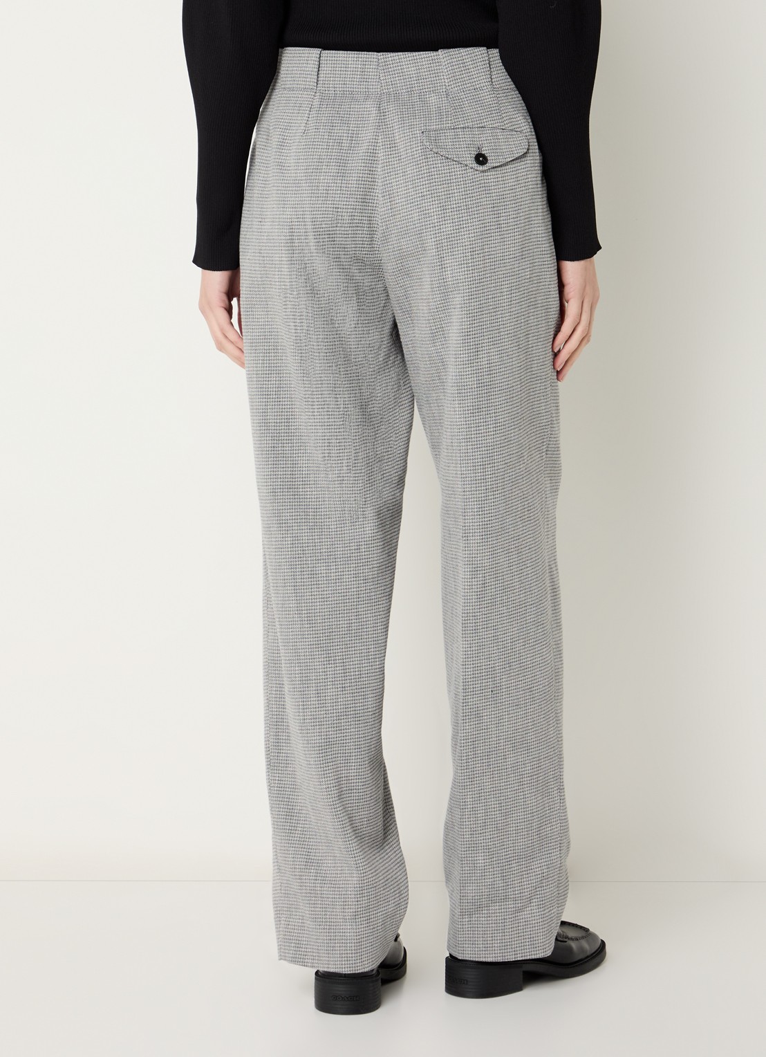 CLOSED Mawson high waist loose fit pantalon met pied-de-poule dessin - achterkant 4 lichtgrijs