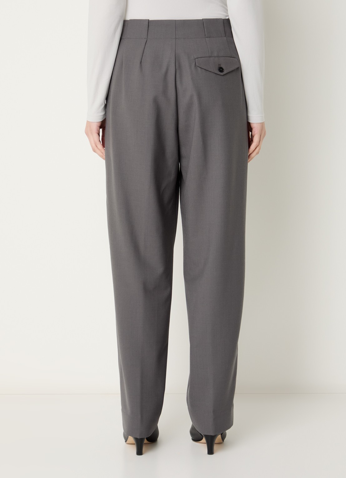 CLOSED Mawson mid waist tapered fit pantalon in wolblend - achterkant 3 grijs
