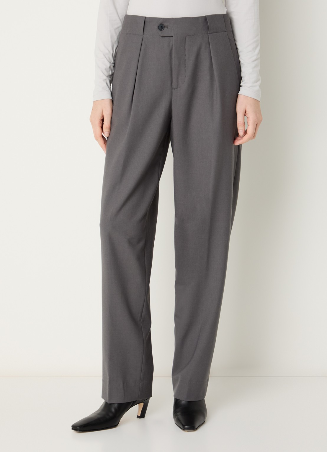 CLOSED Mawson mid waist tapered fit pantalon in wolblend - detail 4 grijs