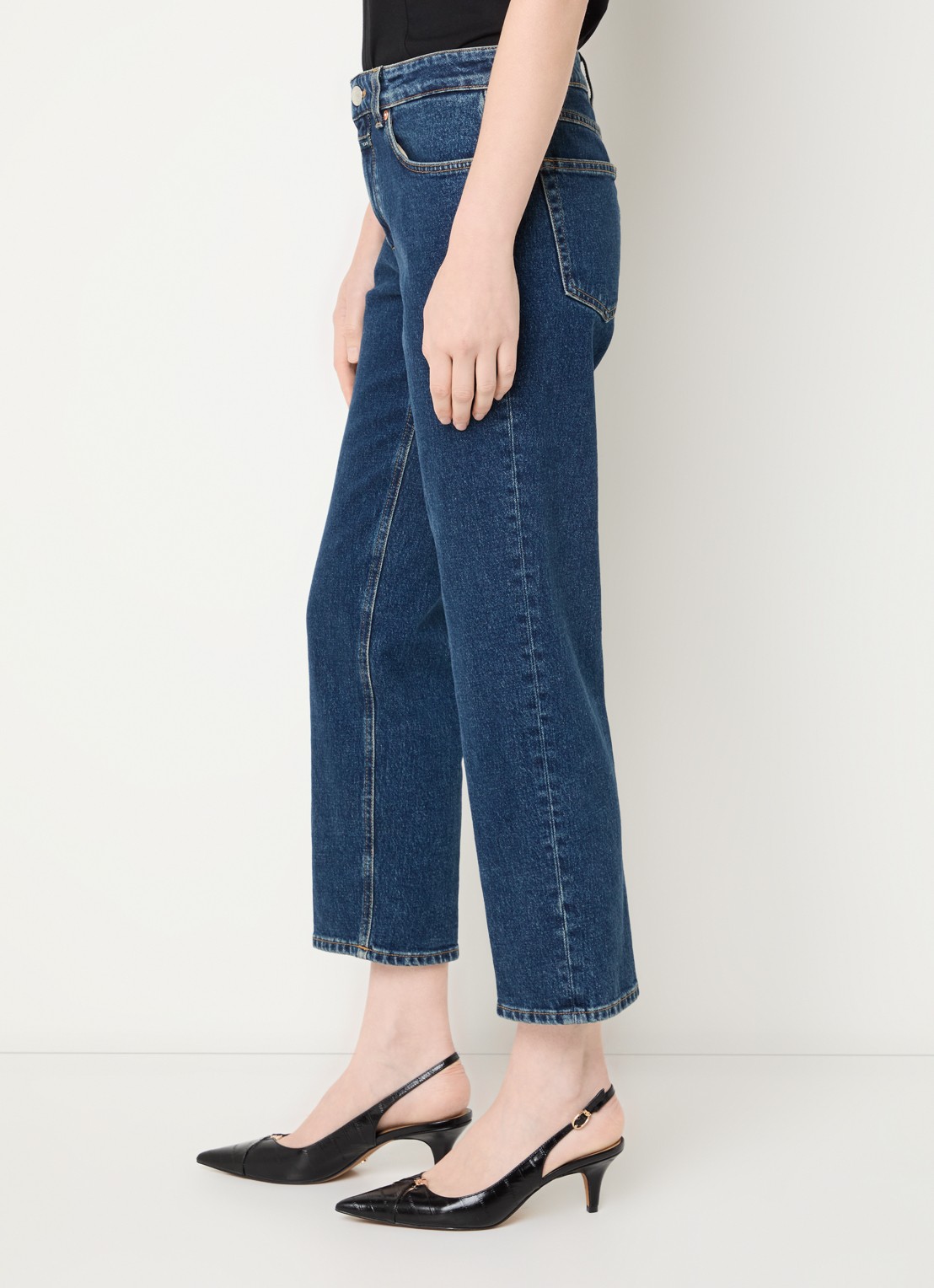 CLOSED Milo high waist cropped slim fit jeans met donkere wassing - detail 5 indigo