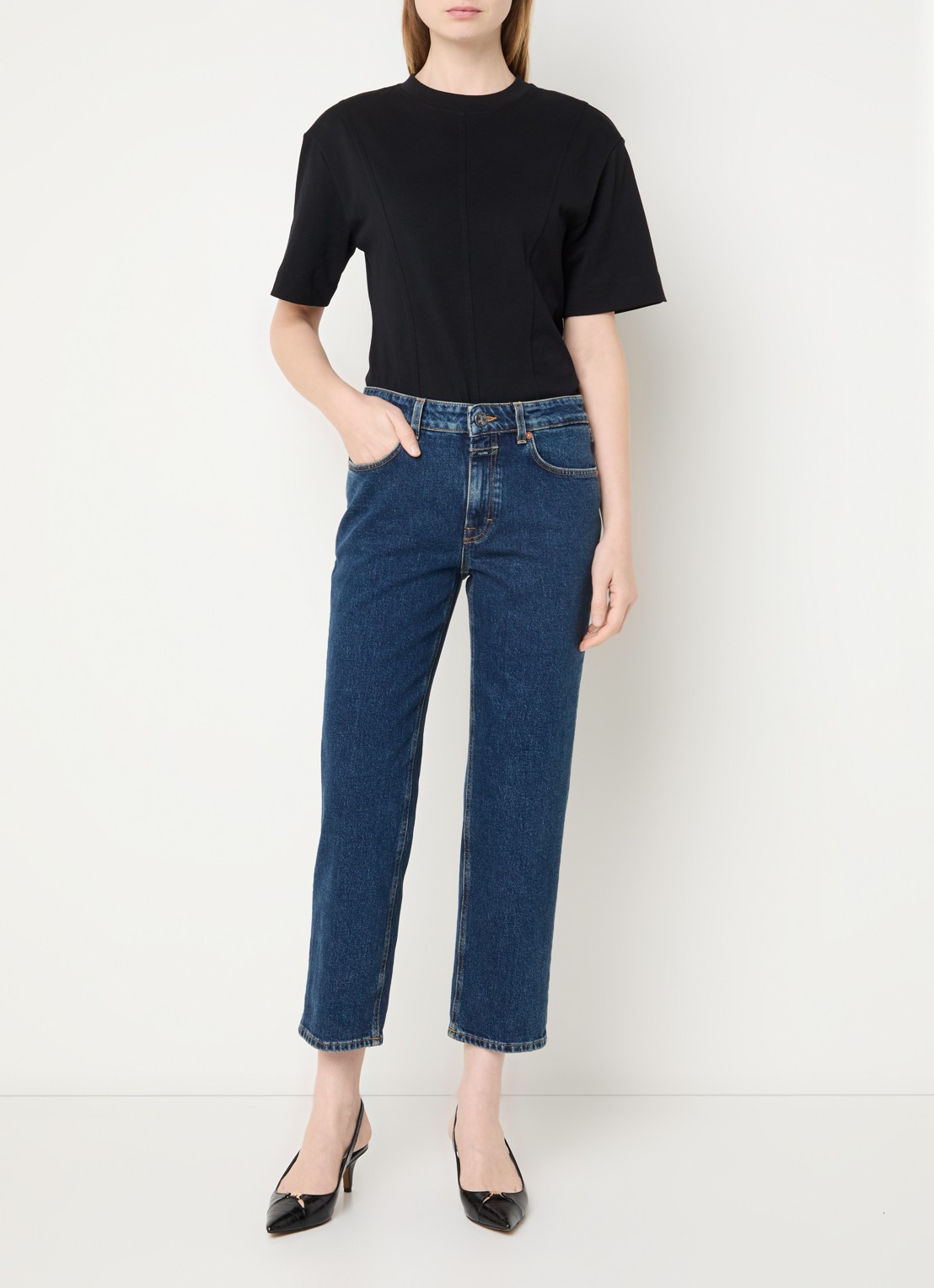CLOSED Milo high waist cropped slim fit jeans met donkere wassing - voorkant 3 indigo