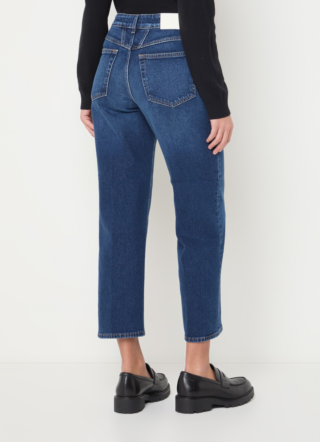 CLOSED Milo high waist cropped straight leg jeans met donkere wassing  - achterkant donkerblauw
