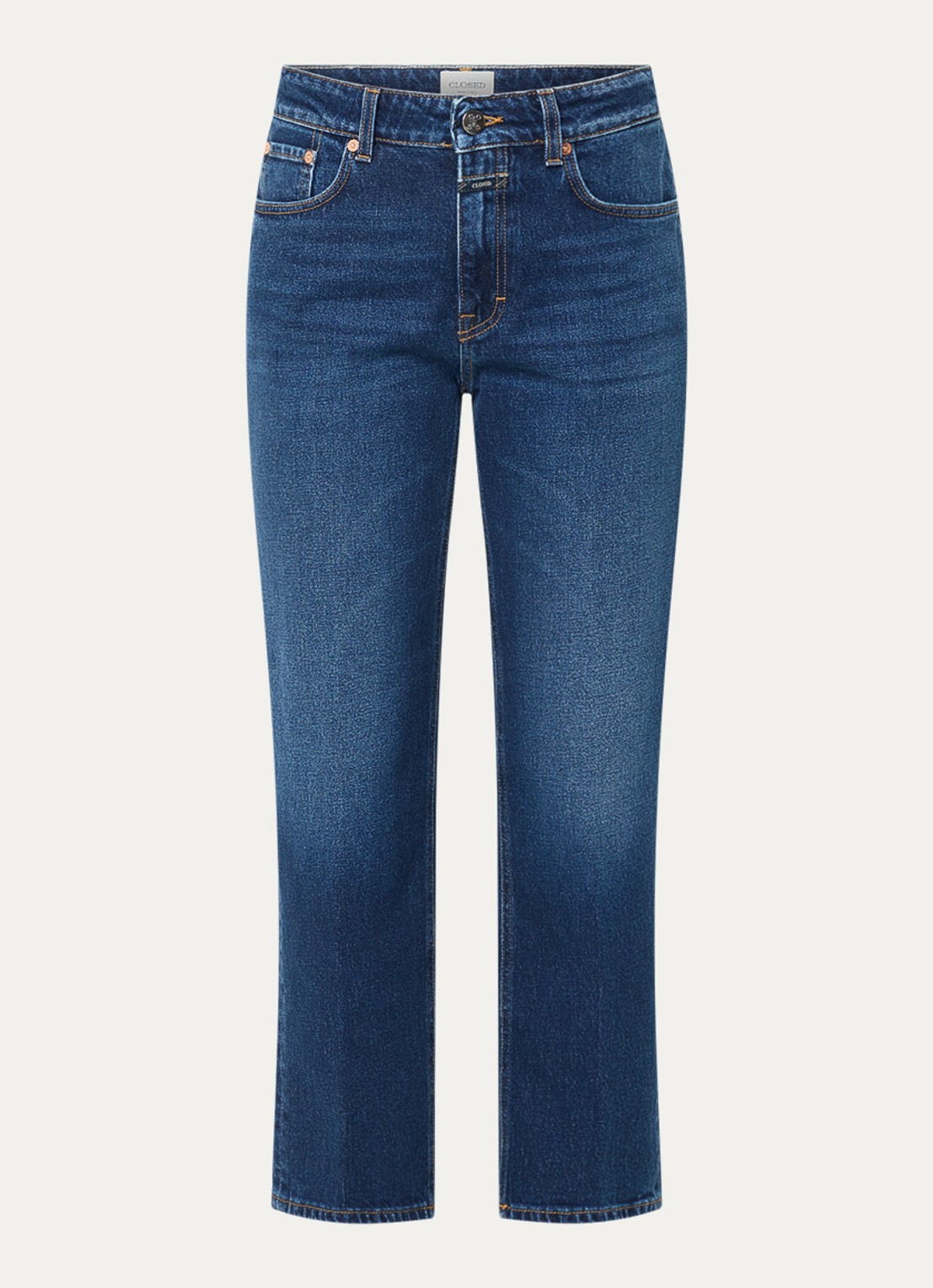 CLOSED Milo high waist cropped straight leg jeans met donkere wassing  - voorkant 2 donkerblauw