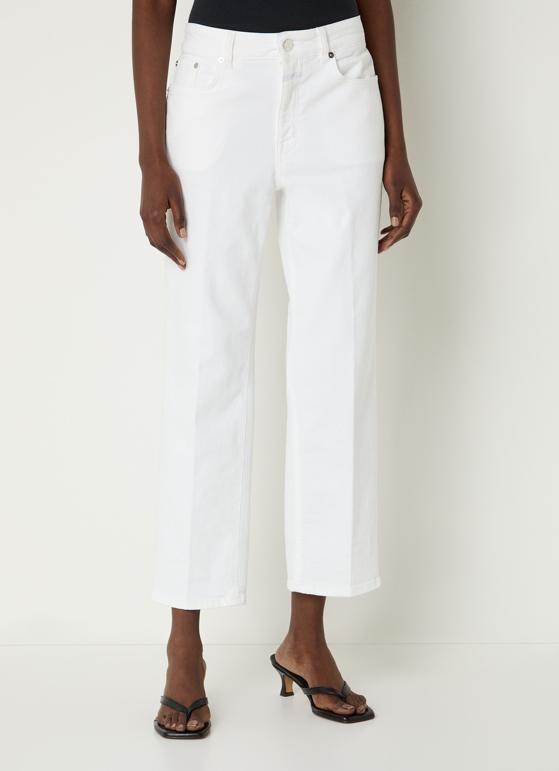 CLOSED Milo mid waist straight fit cropped jeans met gekleurde wassing - detail 3 wit