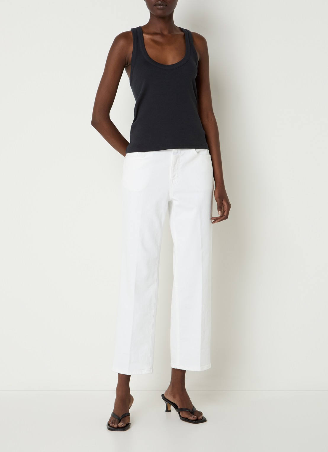 CLOSED Milo mid waist straight fit cropped jeans met gekleurde wassing - voorkant 2 wit