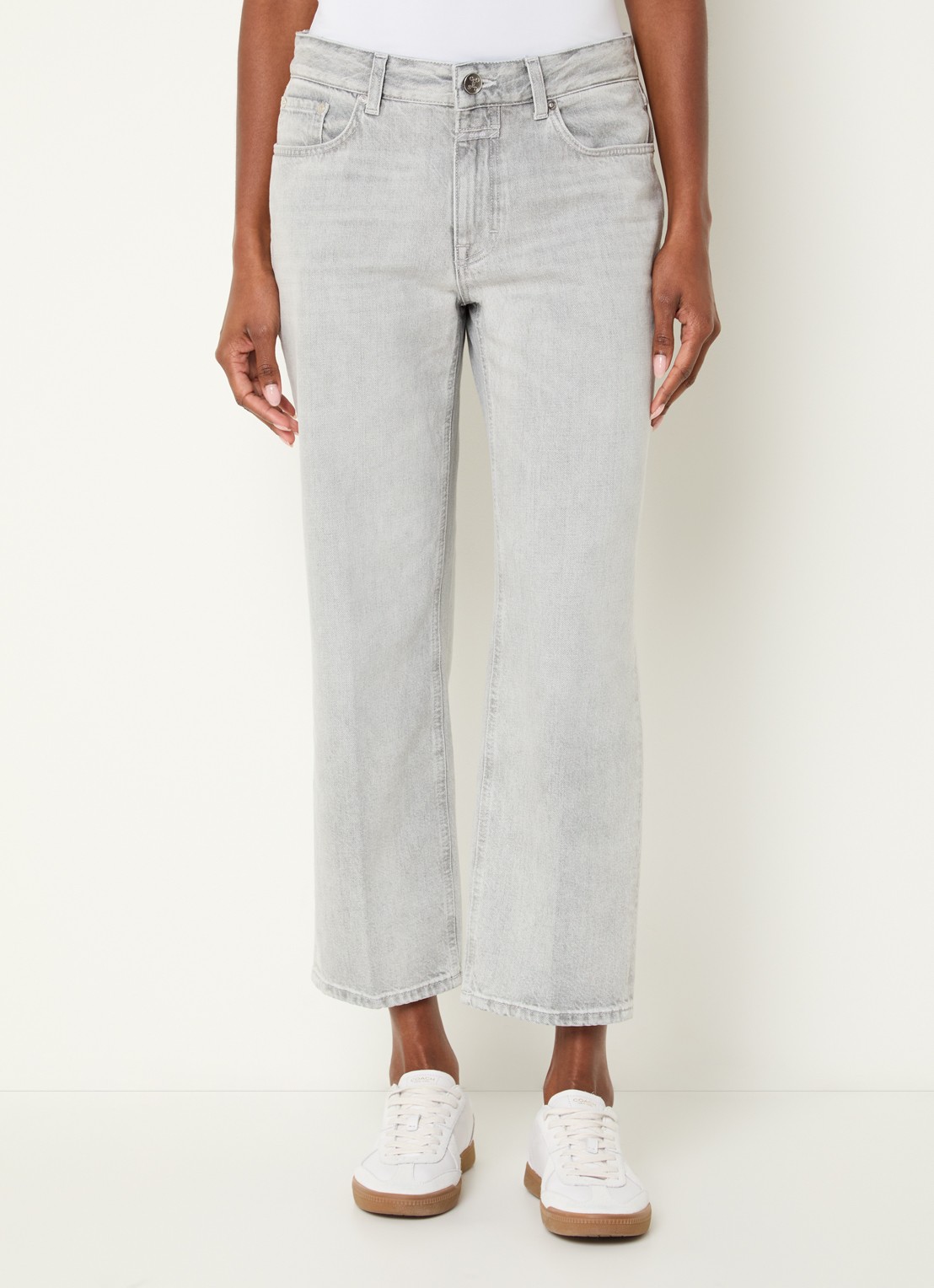 CLOSED Milo mid waist straight fit cropped jeans met gekleurde wassing  - detail 3 lichtgrijs
