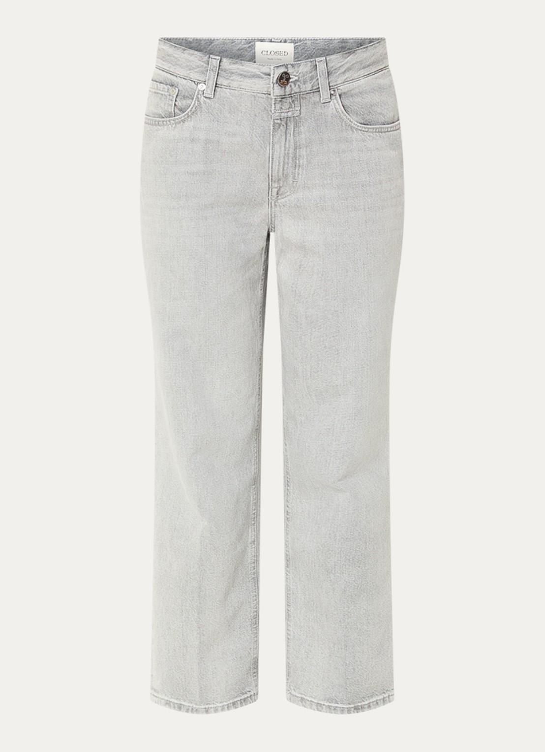 CLOSED Milo mid waist straight fit cropped jeans met gekleurde wassing  - voorkant lichtgrijs