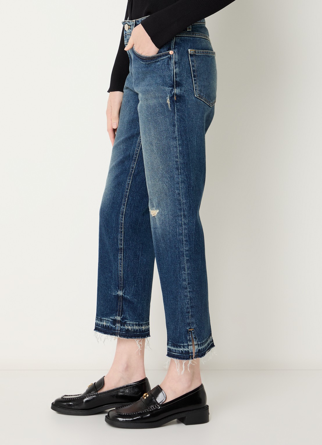 CLOSED Milo mid waist straight leg cropped jeans met medium wassing - detail 2 indigo