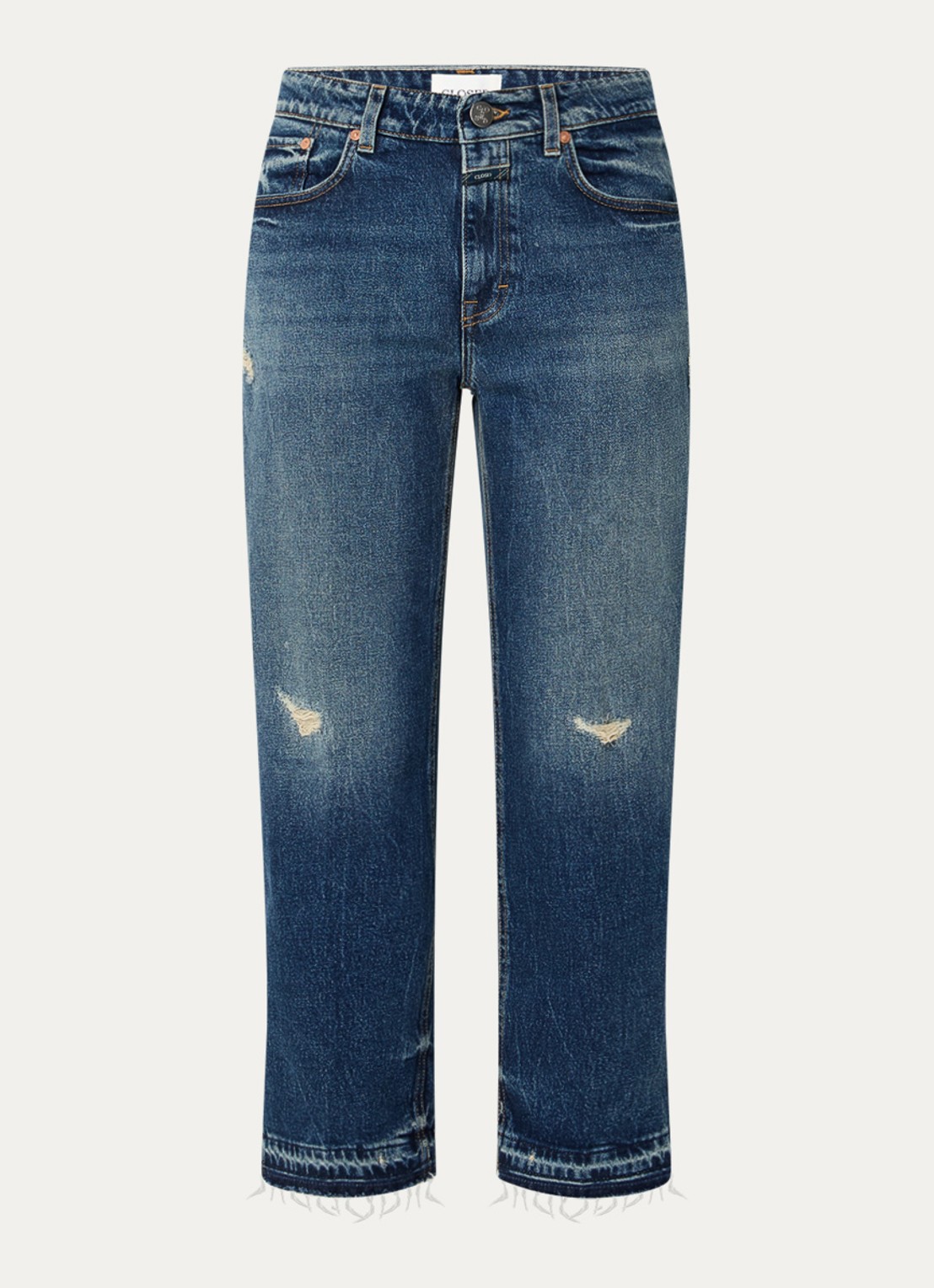 CLOSED Milo mid waist straight leg cropped jeans met medium wassing - voorkant 3 indigo