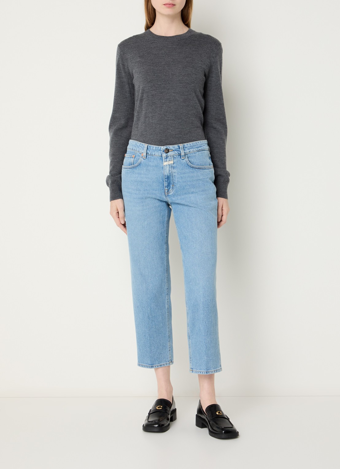 CLOSED Milo mid waist straight leg cropped jeans met medium wassing - voorkant 4 indigo