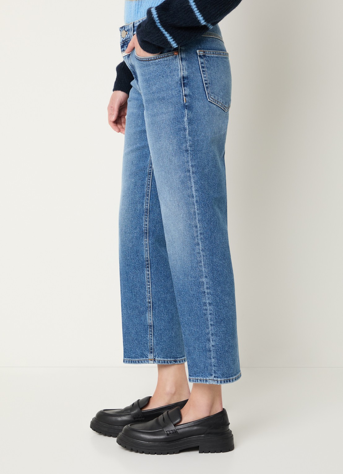 CLOSED Milo mid waist straight leg cropped jeans met medium wassing - detail 5 indigo