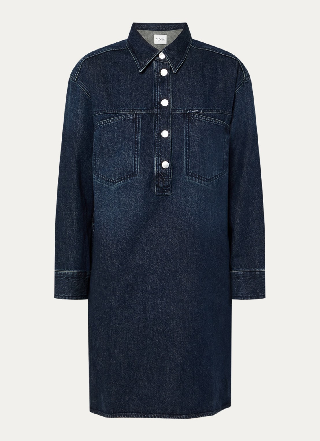 CLOSED Mini denim tuniekjurk met steekzakken  - voorkant 3 indigo