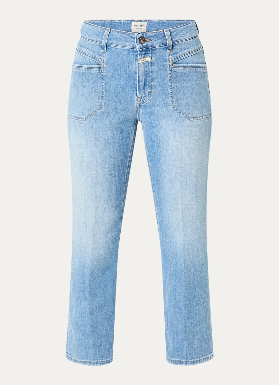 CLOSED Mira-X high waist cropped straight leg jeans met lichte wassing - voorkant 2 indigo