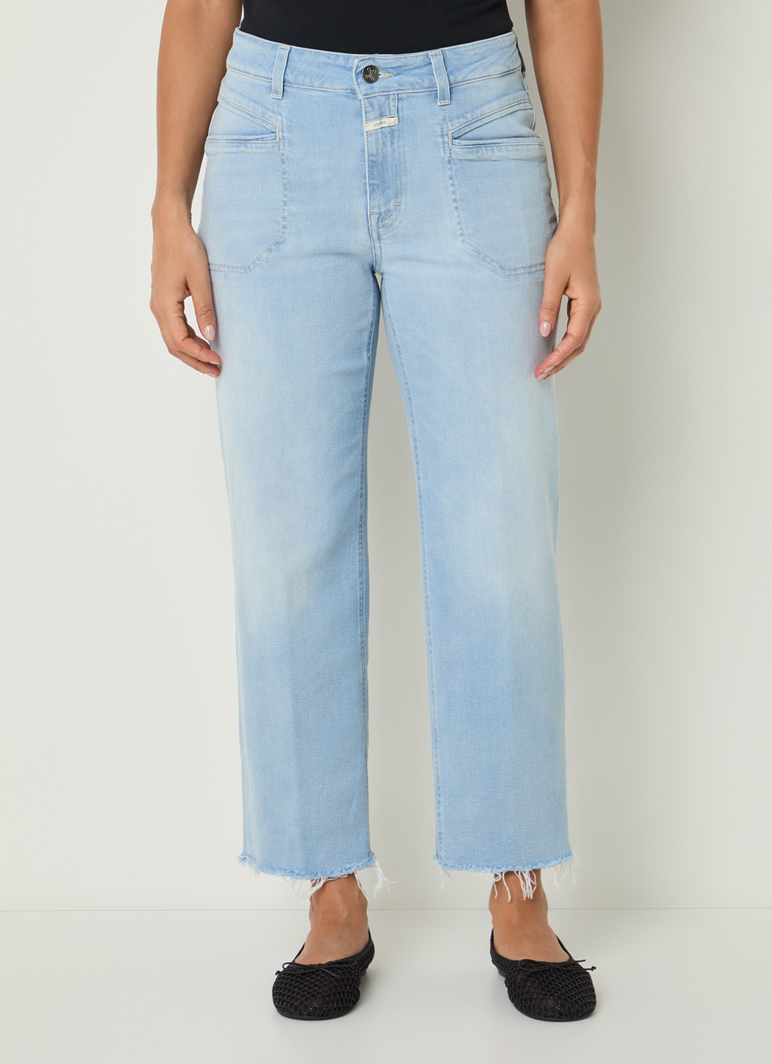 CLOSED Mira-x mid waist straight leg cropped jeans met lichte wassing - detail 2 indigo
