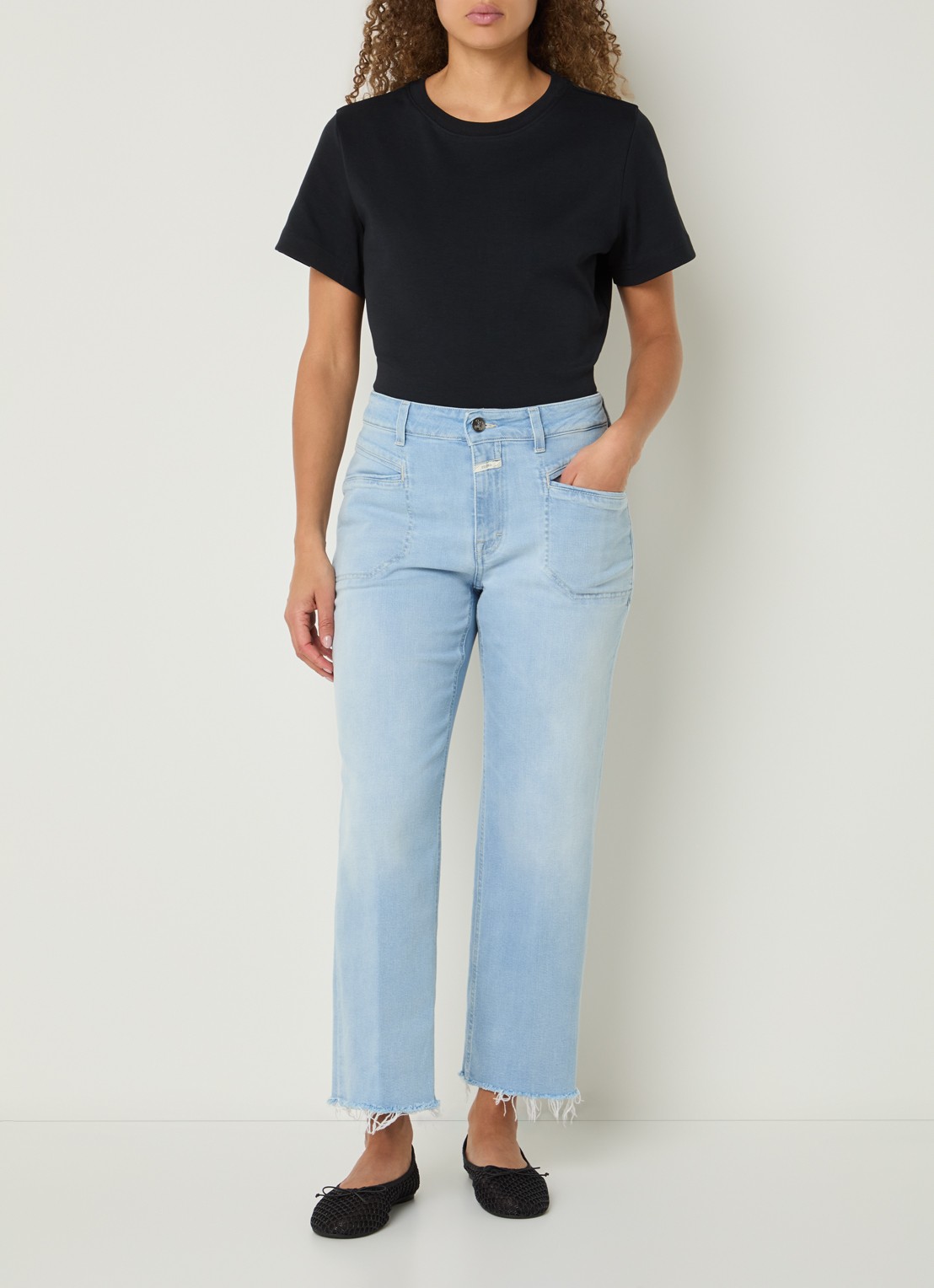 CLOSED Mira-x mid waist straight leg cropped jeans met lichte wassing - voorkant 4 indigo