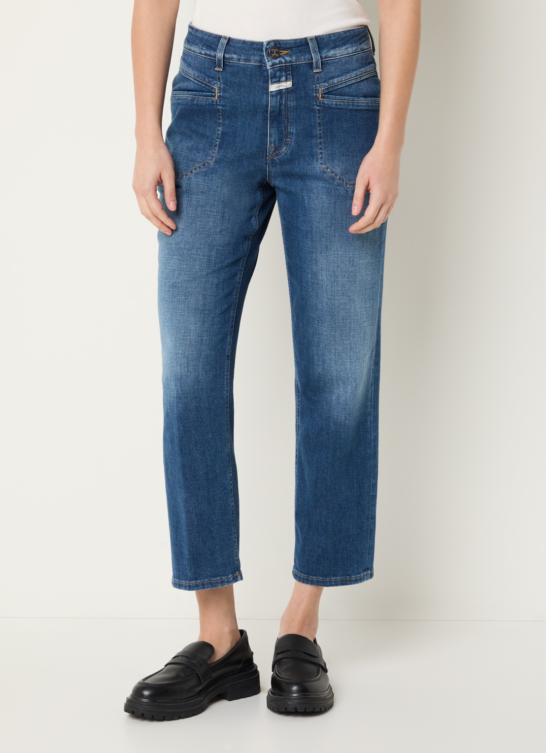 CLOSED Mira-X mid waist straight leg cropped jeans met medium wassing - detail 2 indigo