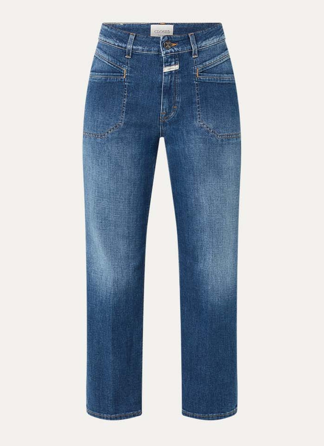 CLOSED Mira-X mid waist straight leg cropped jeans met medium wassing - voorkant 3 indigo