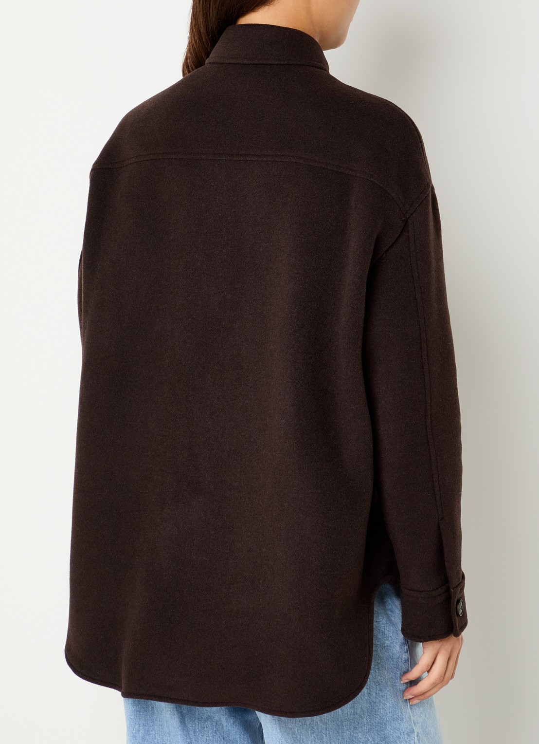 CLOSED Overshirt in wolblend met klepzakken - achterkant 4 donkerbruin