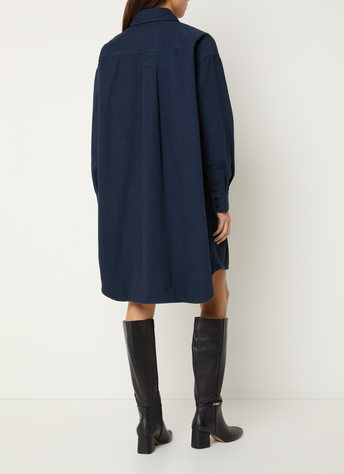 CLOSED Oversized mini blousejurk met borstzakken - achterkant 2 donkerblauw