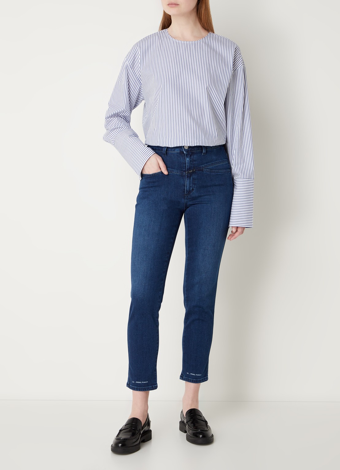 CLOSED Pedal Pusher high waist slim fit cropped jeans met stretch  - voorkant 4 indigo