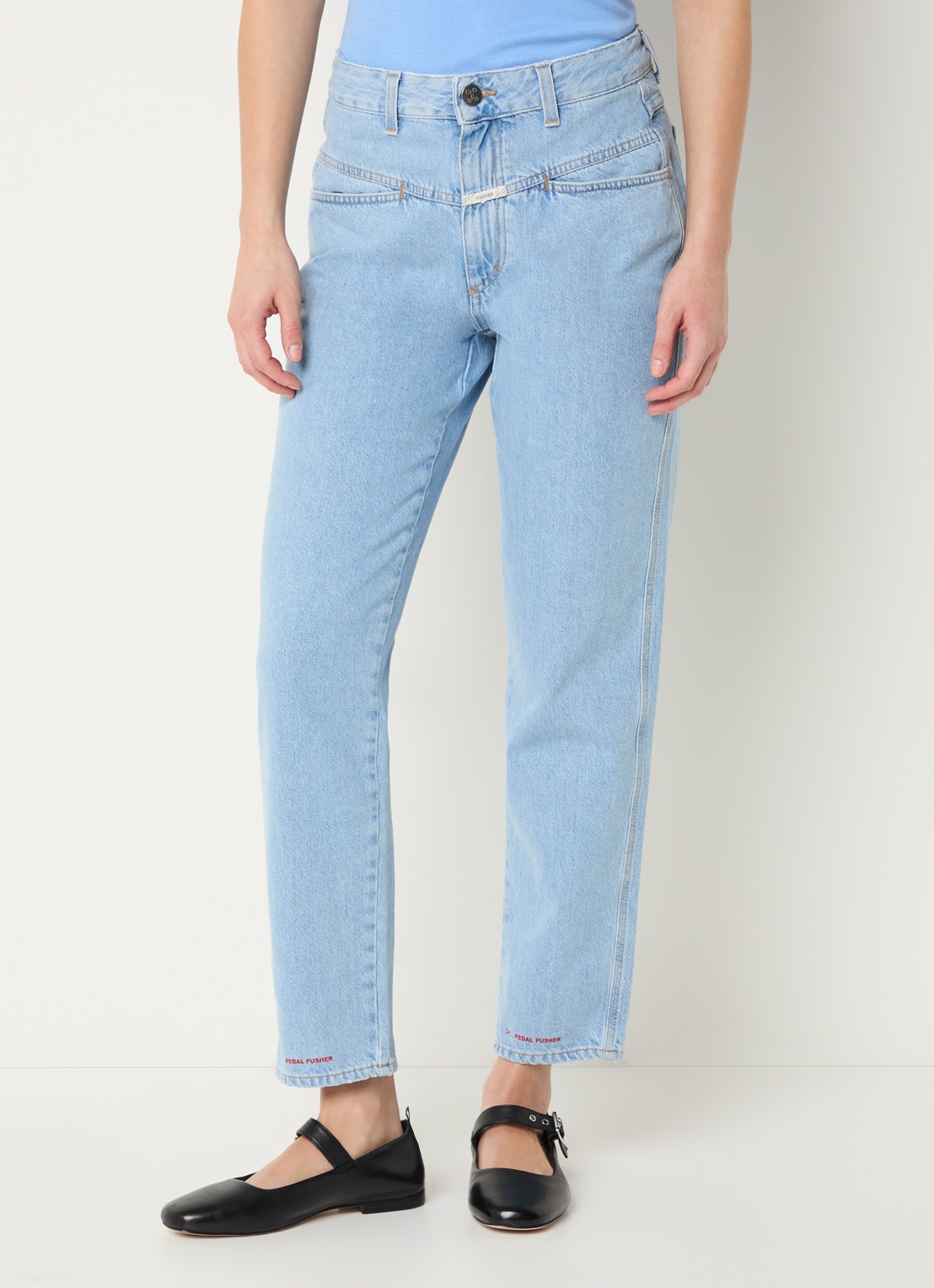 CLOSED Pedal Pusher high waist straight leg jeans met lichte wassing - detail 4 indigo