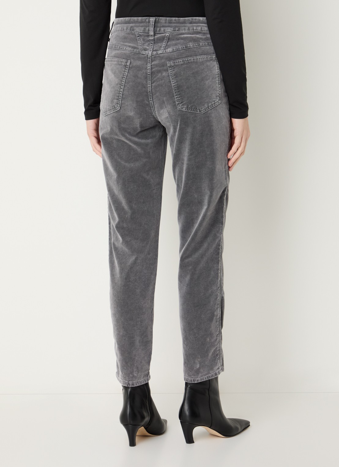 CLOSED Pedal Pusher mid waist cropped tapered fit broek van fluweel - achterkant 4 middengrijs