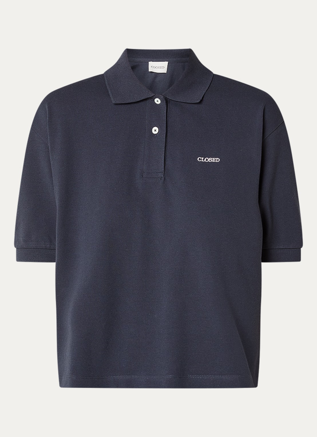 CLOSED Polo van piqué katoen met logo - voorkant 2 donkerblauw