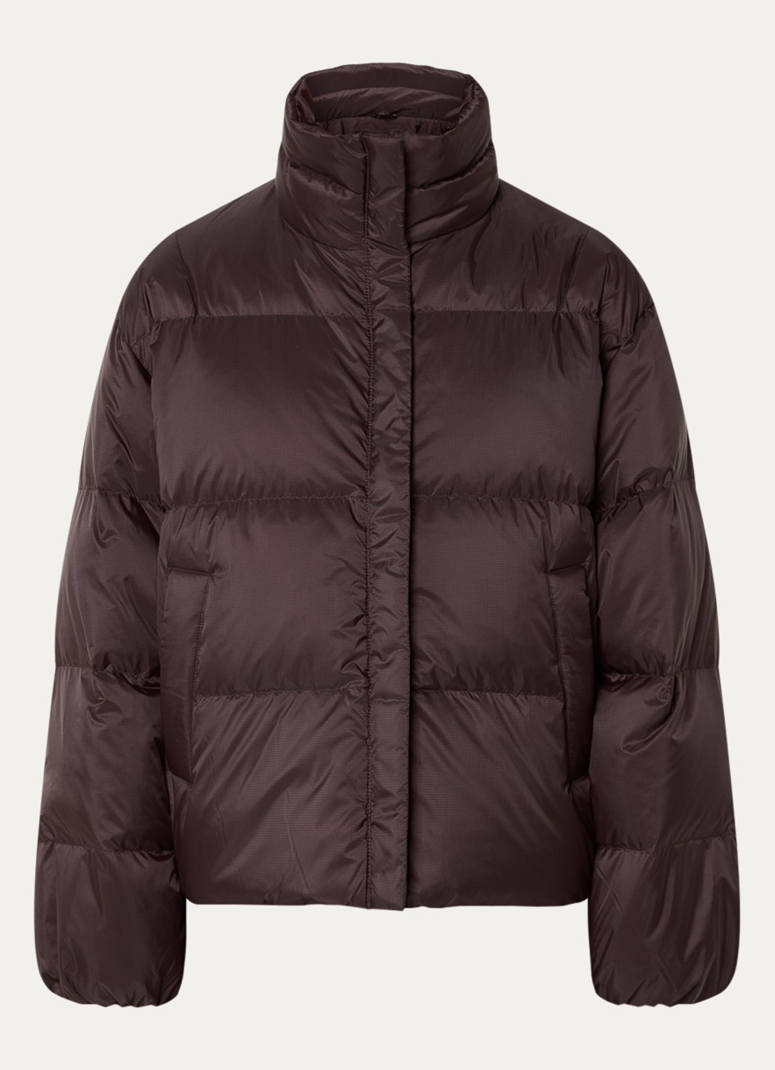 CLOSED Puffer jack met donsvulling en opstaande kraag - voorkant 2 donkerbruin