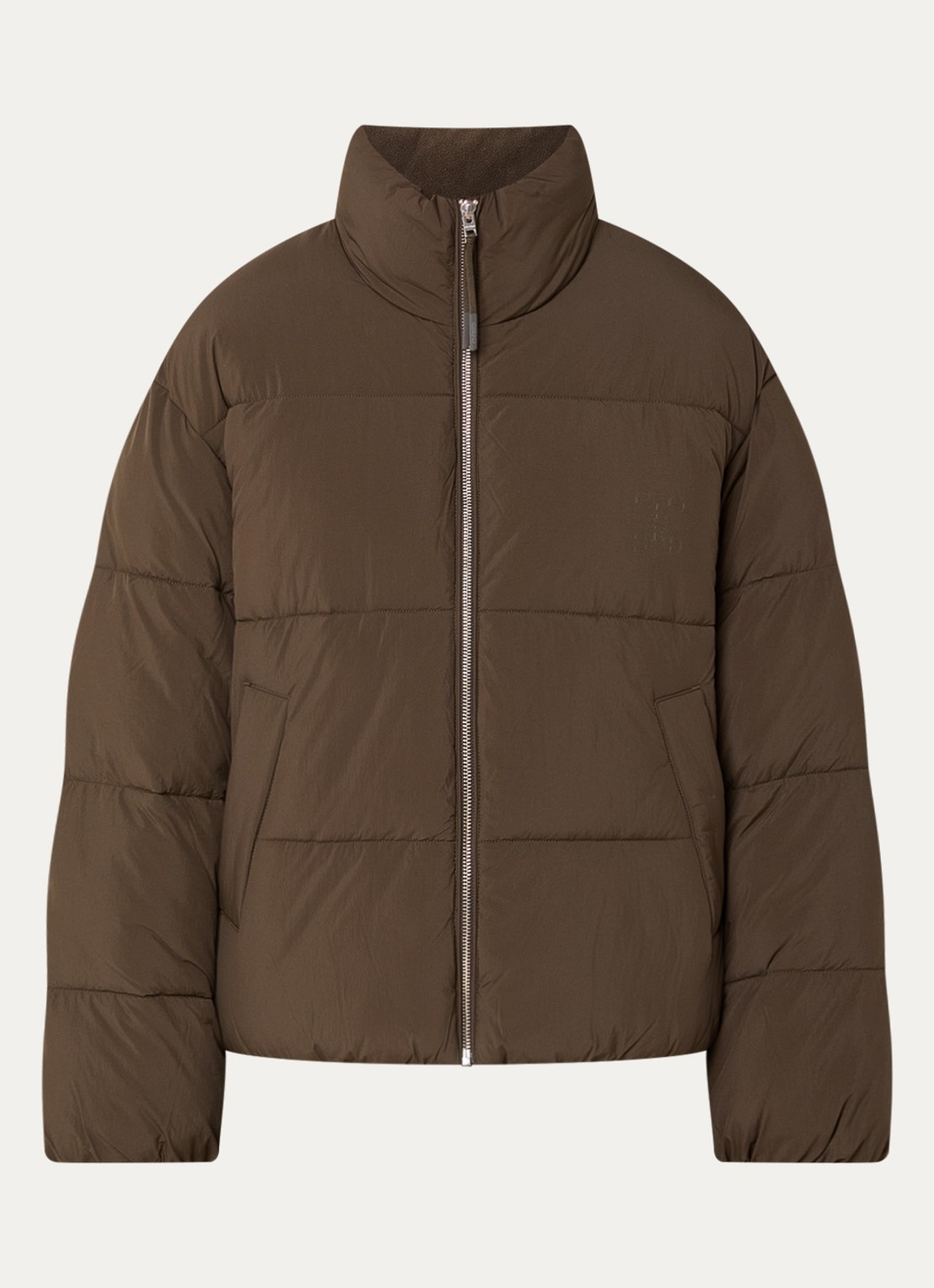 CLOSED Puffer jack met steekzakken en logo - voorkant 2 lichtbruin