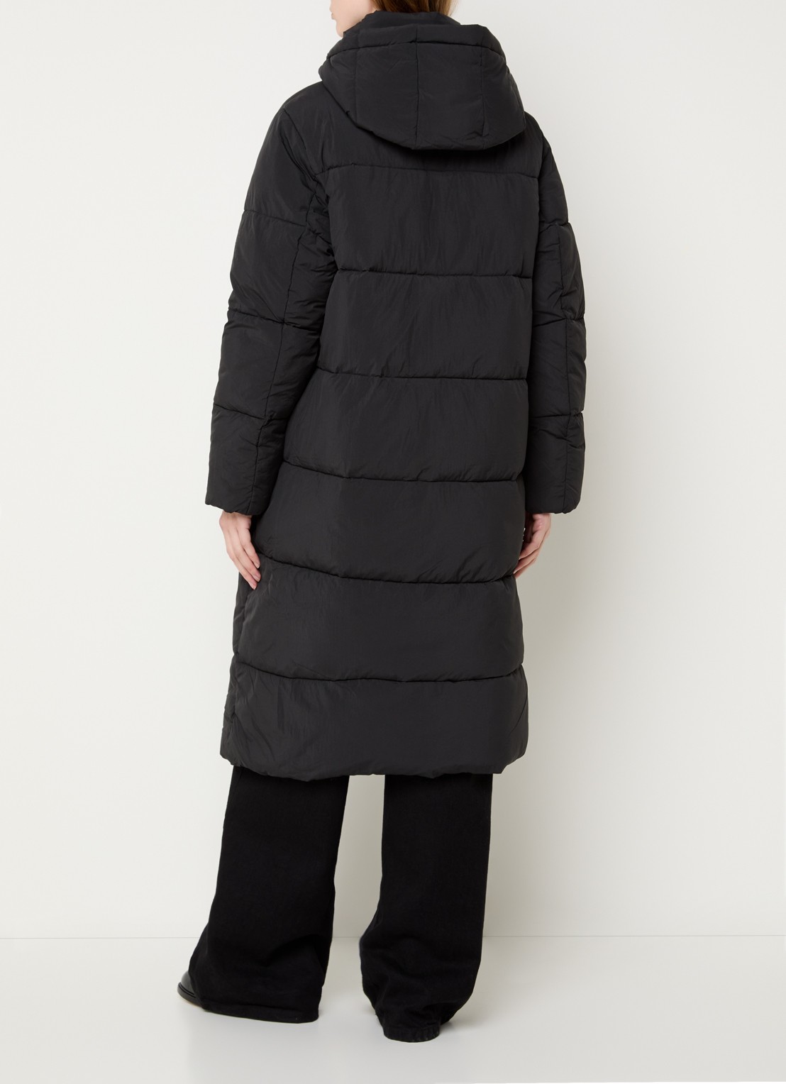 CLOSED Puffer jas met capuchon en ritszakken - achterkant 3 zwart