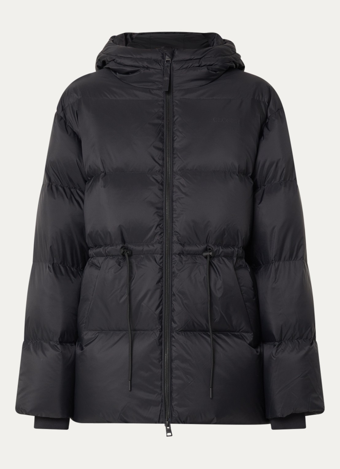CLOSED Pufferjack met donsvulling en capuchon - voorkant 2 zwart