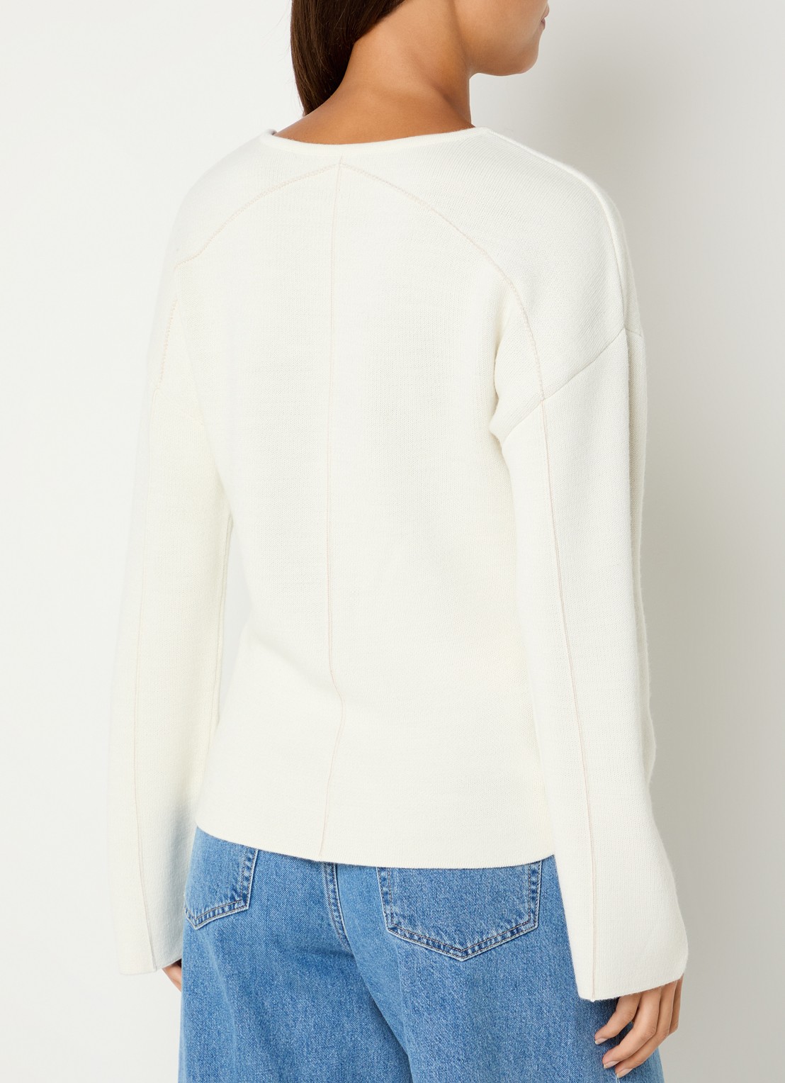 CLOSED Pullover van wol met trompetmouw - achterkant 2 gebroken wit