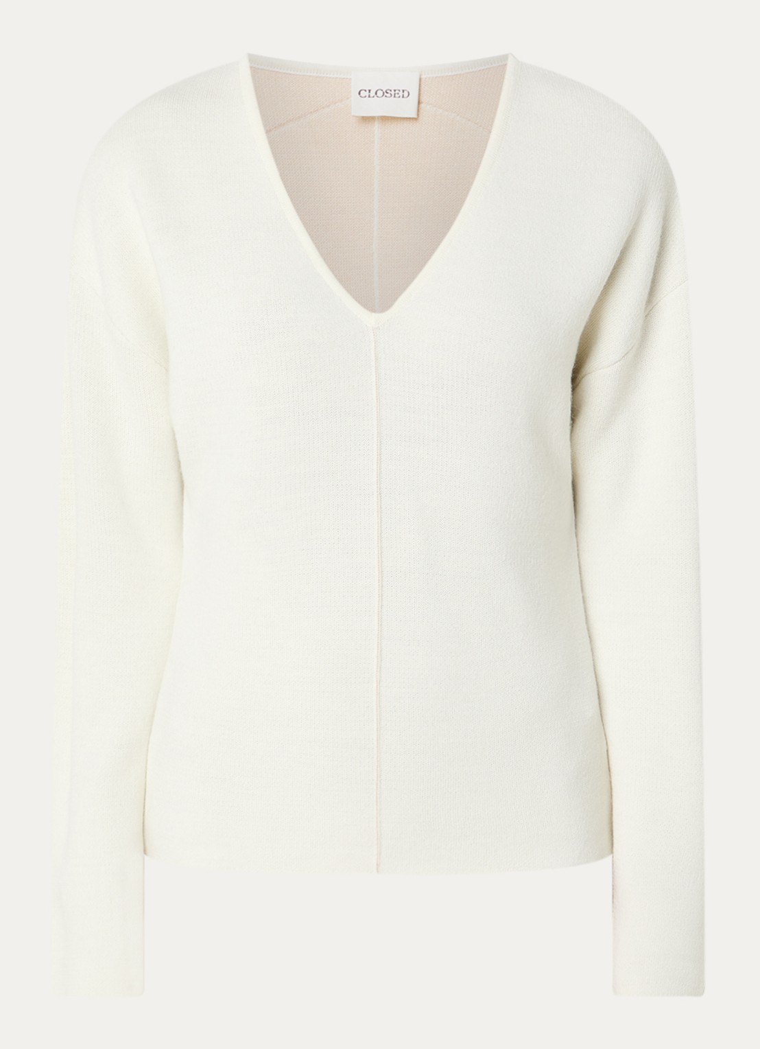 CLOSED Pullover van wol met trompetmouw - voorkant 3 gebroken wit