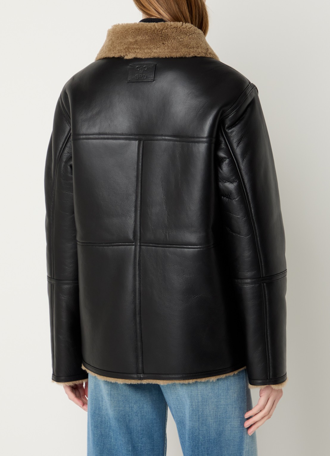 CLOSED Reversible lammycoat van lamsleer met steekzakken - achterkant zwart