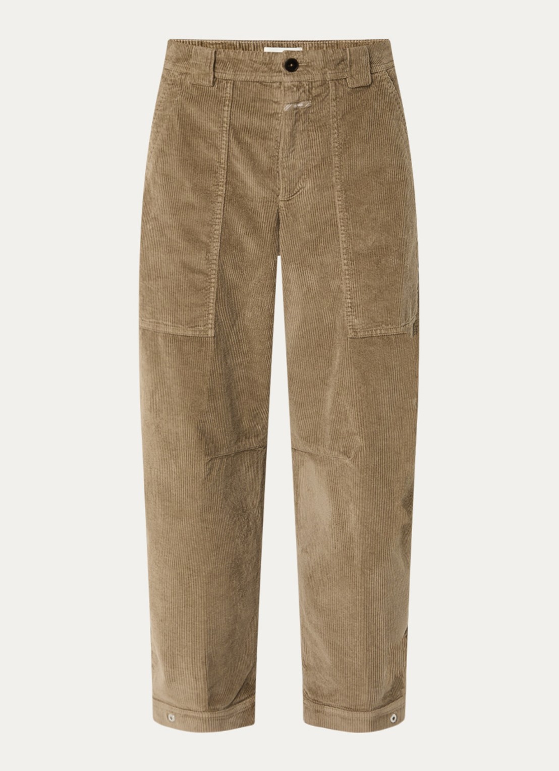 CLOSED Rhannon high waist cropped tapered fit broek van corduroy - voorkant khaki