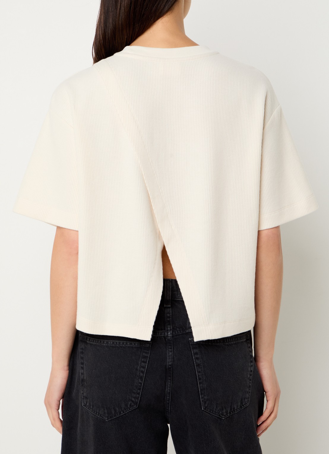CLOSED Ribgebreid T-shirt met ronde hals - achterkant 4 gebroken wit