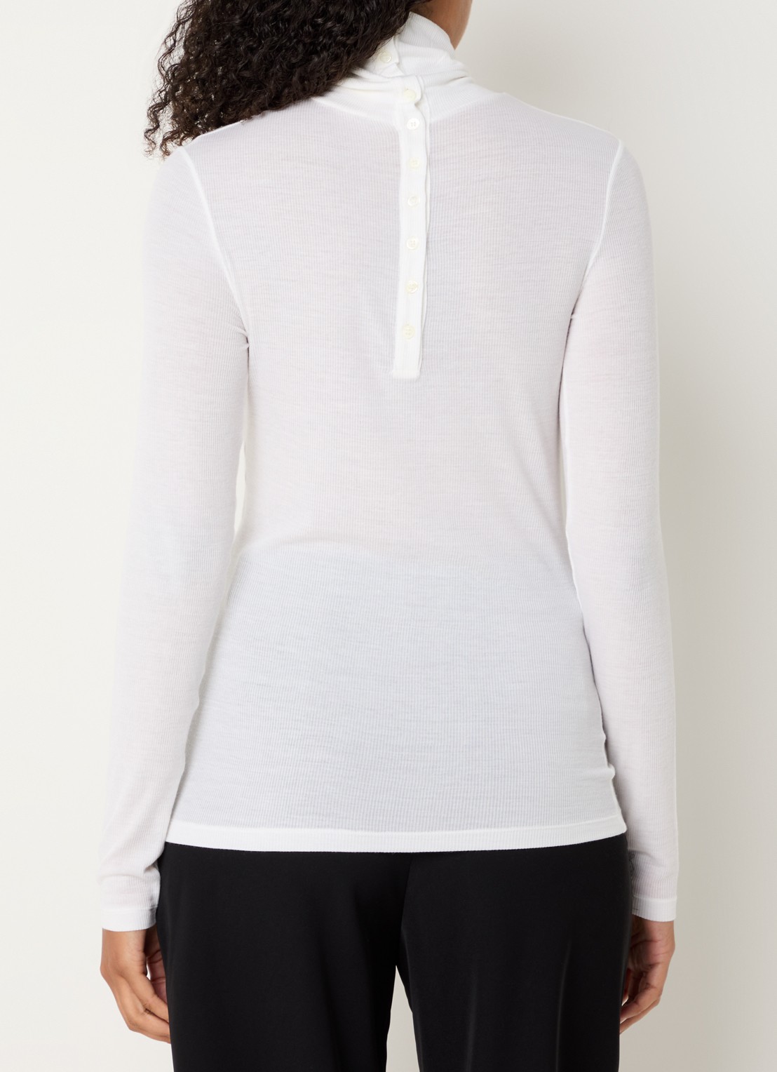 CLOSED Ribgebreide longsleeve in kasjmierblend met col - achterkant 4 gebroken wit