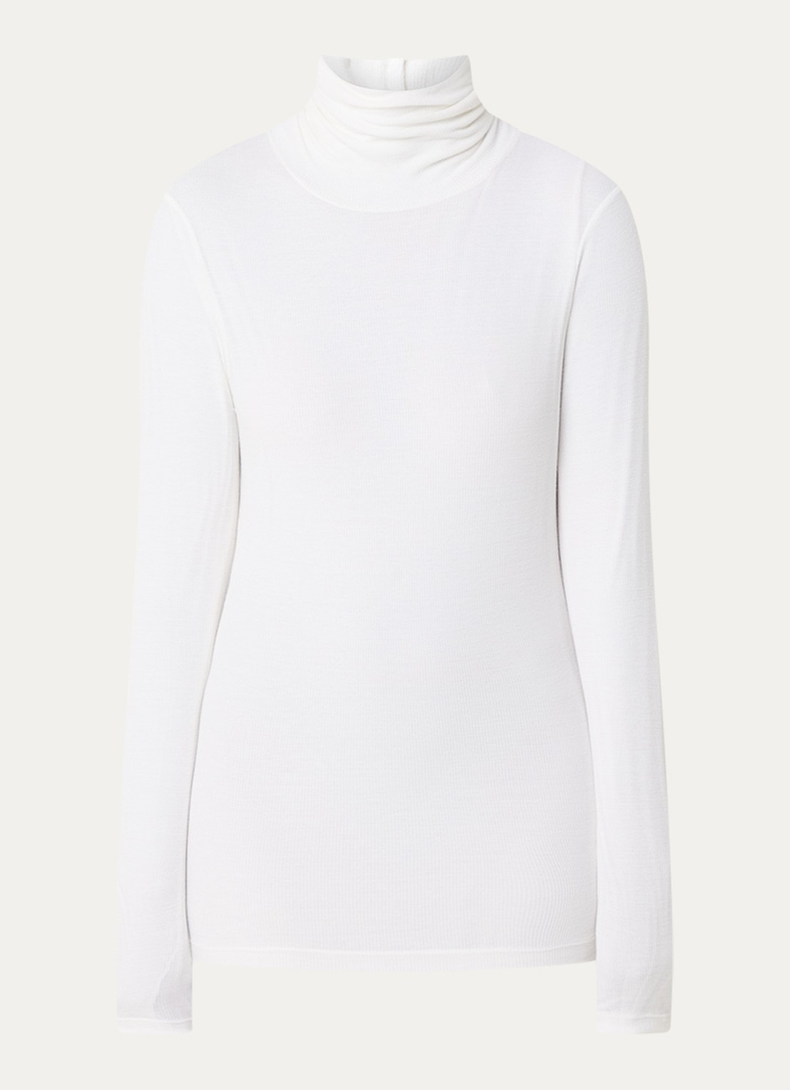 CLOSED Ribgebreide longsleeve in kasjmierblend met col - voorkant 2 gebroken wit